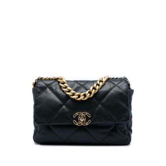 Chanel Pre-owned Leather chanel-bags - Dames - Pre-owned - Zwart - Maat: ONE Size Leer