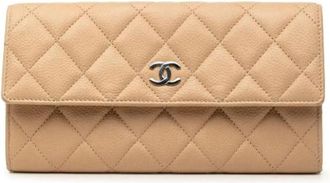 Chanel Pre-owned Long Flap Wallet - Dames - Vintage Accessoires - Beige - ONE Size - Leer - Vintage