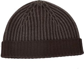 04651/ Beanie met omslag - Heren - Accessoires - Bruin - Maat: ONE Size Wol