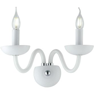 Fan Europe Applique alfiere in vetro soffiato bianco a due luci