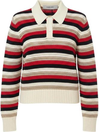 Golden Goose Gestreepte gehaakte poloshirt - Dames - Polos - Veelkleurig - M - Katoen - Tops