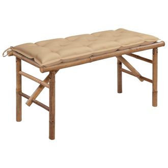 vidaXL Banco De Jard&iacute;n Plegable Con Coj&iacute;n Bamb&uacute; 118 Cm Vidaxl