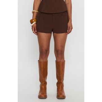 Princess Polly La Dulce Linen Blend Shorts in Chocolate at Nordstrom, Size 12