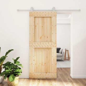vidaXL Vidaxl - Puerta Corredera Con Herrajes Madera Maciza De Pino 85x210 Cm