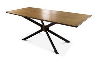 PIB Mesa de comedor de madera y lat&oacute;n