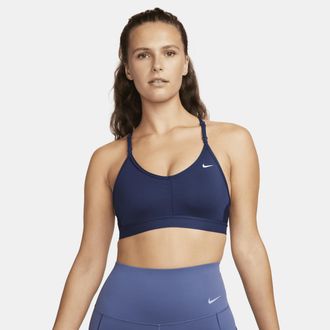Nike Womens Indy Light-Support Padded V-Neck Sports Bra in Blue | CZ4456-410