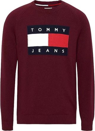 Tommy Jeans Round-neck Knitwear, male, Red, Size: L Round-neck Knitwear