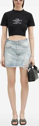 VETEMENTS T-shirt crop con strass - Nero