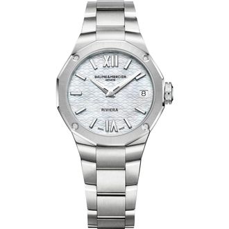Baume & Mercier Riviera 10729 Mother-of-Pearl & Diamond Bracelet Watch, 33mm in Mother Of Pearl at Nordstrom