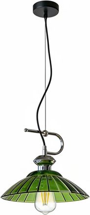 OEM L&aacute;mpara Colgante De Cristal Vintage De 30 Cm Con Base E27, L&aacute;mpara De Techo Ajustable, Ideal Para Sal&oacute;n, Dormitorio Y Cocina (verde) [clase Energ&eacute;tica