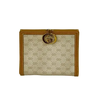 Gucci Beige Ivory Leather Pvc Wallet (Bi-Fold) (Pre-Owned)