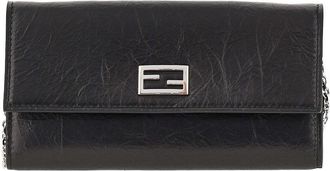 Fendi Leather wallet with chain Woman One Size