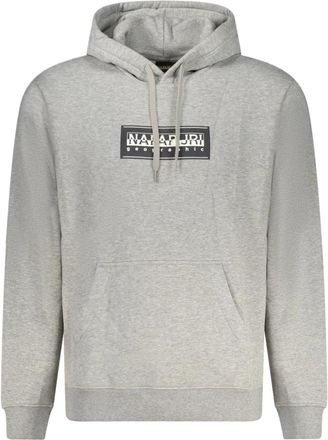 Napapijri Grijze hoodie met centrale zak en logoprint - Heren - Hoodies - Grijs - 3XL - Hoodies & sweatvesten