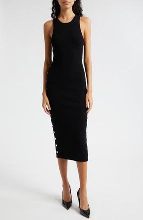 Alice & Olivia Lalita Side Snap Wool Blend Midi Dress in Black at Nordstrom Rack, Size X-Large
