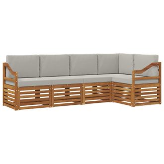 vidaXL Conjunto De Sof&aacute; Seccional Con Coj&iacute;n 5 Pcs Gris Natural Y Claro Vidaxl