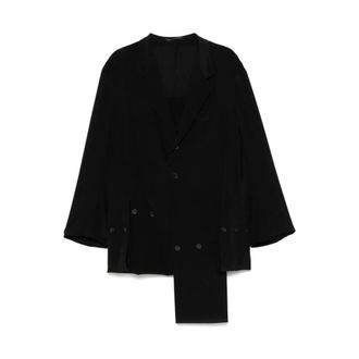 Yohji Yamamoto Heren, Mantels, Zwart, Maat: L Leer