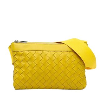 Bottega Veneta Pre-owned Cross Body Bags, female, Yellow, Size: ONE SIZE Pre-owned Woven Leather Crossbody Bag