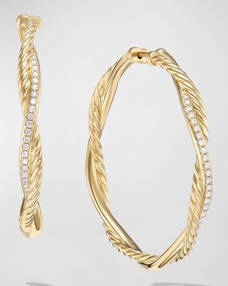 David Yurman Petite Infinity Hoop Earrings in 18K Gold with Diamonds, 4mm, 1.65L