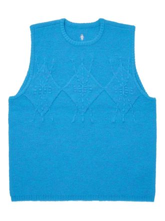 Ader Error crew-neck knitted vest - unisex - Polyester/Nylon/Wool/Elastane - L - Blue