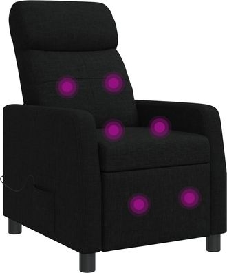 vidaXL Silla De Masajes Reclinable Negro Tela Vidaxl