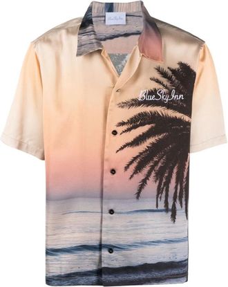 Blue Sky Inn Grafische Print Logo Shirt - Heren - Korte mouwen Overhemden - Veelkleurig - S - Overhemden