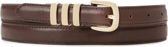 Kazar Smalle riem gemaakt van glad leer in donkerbruine kleur - Dames - Riemen - Bruin - 100 CM - Leer - Accessoires