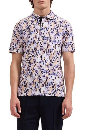 Bugatchi Hendrix Floral Pima Cotton Polo in Lavender at Nordstrom, Size Xxx-Large