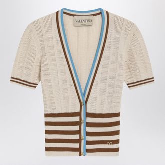 Valentino Garavani Openwork Striped Cotton Cardigan