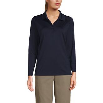 Lands End School Uniform Long Sleeve Feminine Fit Rapid Dry Polo Shirt in Classic Navy at Nordstrom, Size Xx-Small