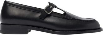 Scarosso T-Bar Edna Loafers - Dames - Loafers - Zwart - 38 1/2 EU - Leer - Schoenen