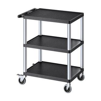 OEM Carro Multiusos, Carro De Servicio De Pl&aacute;stico Resistente De 3 Estantes 695 X 460 X 825 Mm Con Ruedas Giratorias De 360&deg; (2 Con Frenos), Carga De 136 