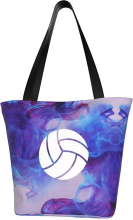AOOEDM Volleyball Reusable Grocery Bag Shopping Bag Casual Shoulder Bag Handbag for Men Women ECO Market Bag Beach Bag Travel Totes