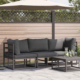 vidaXL Muebles De Exterior Con Coj&iacute;n Con Almohada Negro Aluminio