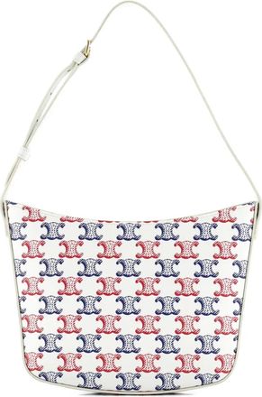 Celine Croque Triomphe Coated Canvas Medium hobo bag - Wit