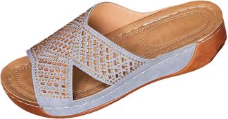 Generic Ladies Wedge Sandals Comfortable Slip On Slippers Open Toe Breathable Stylish Casual Versatile Classic Summer Slippers Beach Leisure