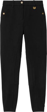 Burberry Zwarte Herringbone Patroon Logo Charme Broek - Dames - Slim Fit Broeken - Zwart - XS - Broeken