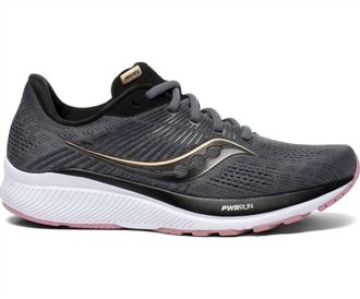 Saucony Womens Guide 14 Running Shoes In Charcoal/rose