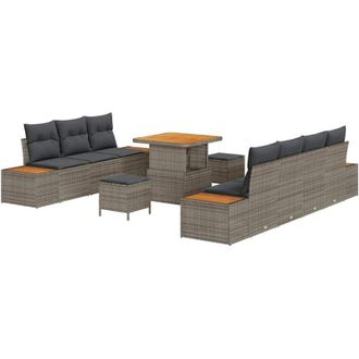 vidaXL Vidaxl - Conjunto De Sof&aacute; De Jard&iacute;n 10 Pcs Gris Claro, Gris Oscuro