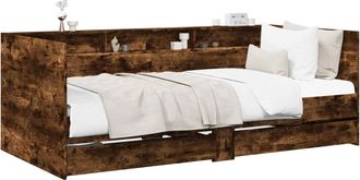 vidaXL Cama De D&iacute;a Con Caj&oacute;n Roble Ahumado Madera De Ingenier&iacute;a Vidaxl