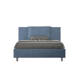 ITYhome Letto Alla Francese Rivestito In Microfibra - Antea - Tipologia Letto: Con Rete E Contenitore - Colore: Blu - Dimensione Rete: 140x190