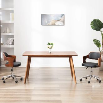 vidaXL Vidaxl - Silla De Comedor Giratoria Madera Curvada Cuero Sint&eacute;tico Negro