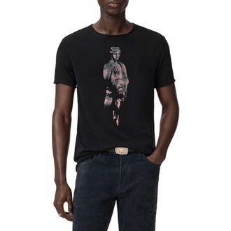 John Varvatos Sculpture Raw Edge Cotton Graphic T-Shirt in Black at Nordstrom, Size Xx-Large
