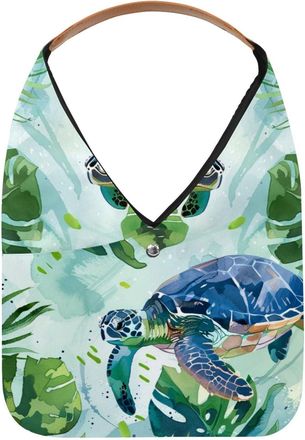 Generic Tropical Blue Turtle Reusable Lightweight Grocery Bags - Foldable Into Compact Pouch, Washable & Sturdy, Multipurpose for Shopping and Travel