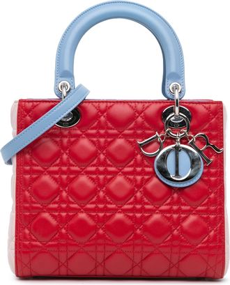 Dior Pre-owned Womens Lady Quilted Tophandle Bag - Red Leather - One Size
