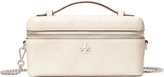 Tory Burch Charlie Quilted East-West Vanity Case - Dames - Handtassen - Beige - ONE Size - Leer - Tassen