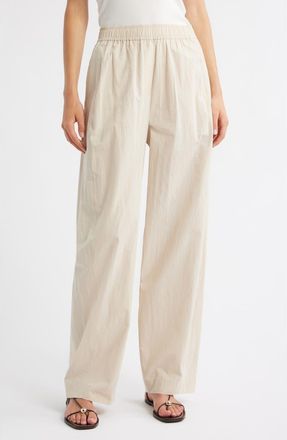 Mango Pull-On Wide Leg Woven Cotton Pants in Ecru at Nordstrom, Size Medium