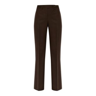Paul Smith Wide Trousers, female, Brown, Size: XS Wool Crease-Front Trousers