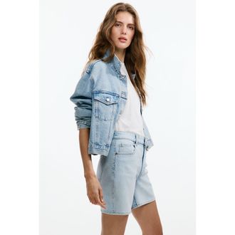 H&M High-waisted Denim Shorts in Light Denim Blue at Nordstrom, Size 12