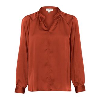 Soaked In Luxury Russet Brown Blouse with V-Neck - female - Soaked in Luxury - Blouses - Brown - 2XL - Blouses & Shirts