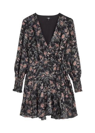Paige Audriana Floral-applique Mesh Wrap Mini Dress - Multicoloured - 6 (UK10 / S)